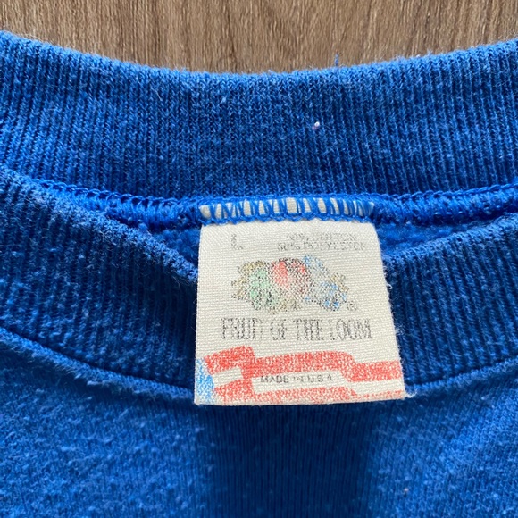 Vintage 90’s Fruit of the Loom Blue Men's Crewneck sweatshirt size large - Picture 3 of 6